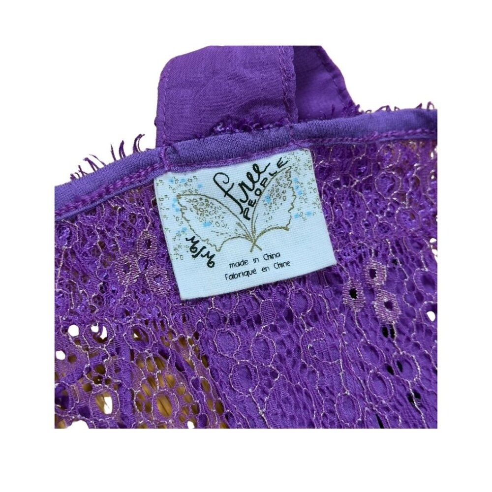 Free People Sweet Escape Camisole Fairy Purple Lace Large Rave Whimsigoth Y2K - Picture 4 of 9